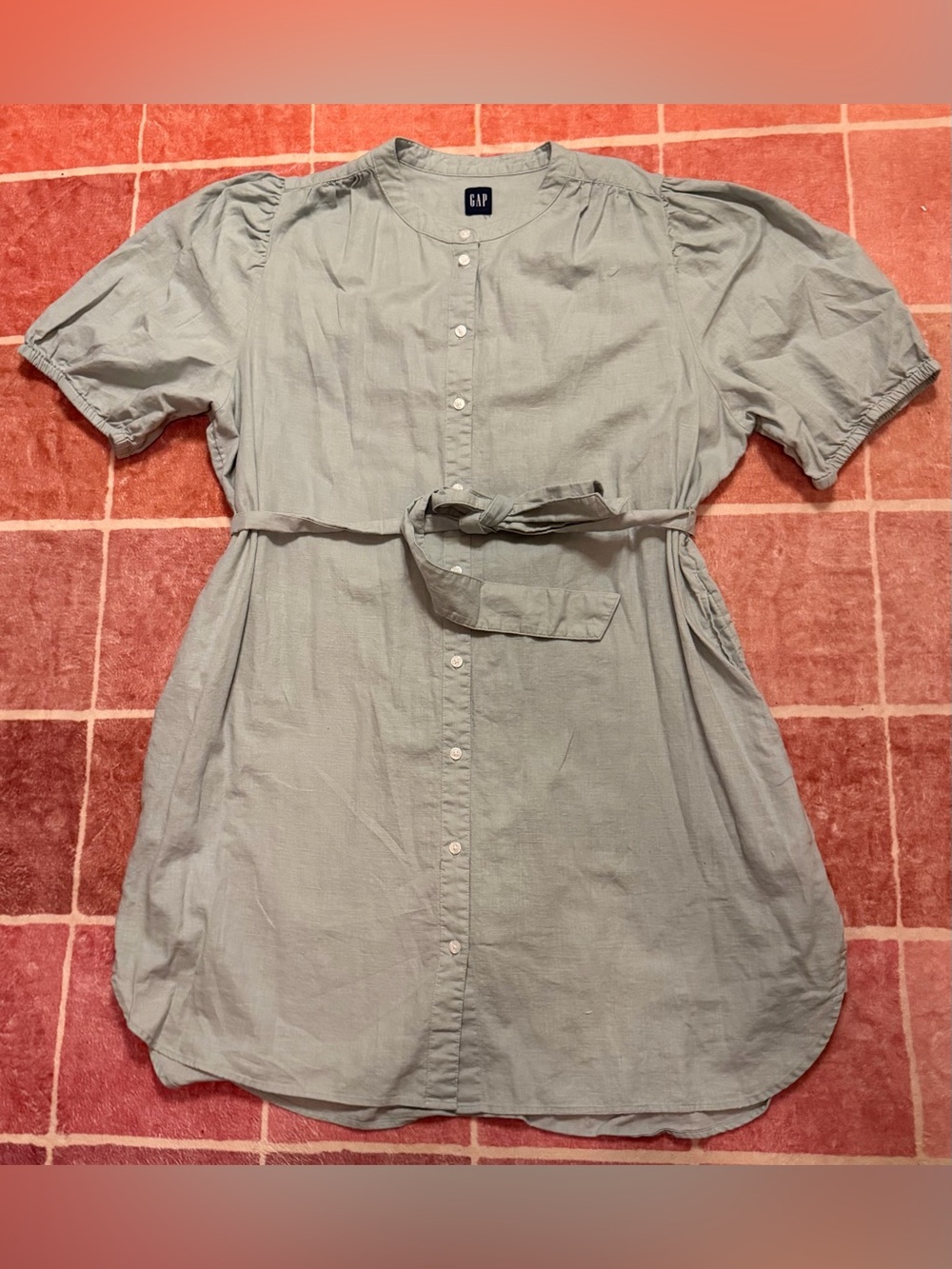 GAP Chambray Button-Front Mini Dress with Tie